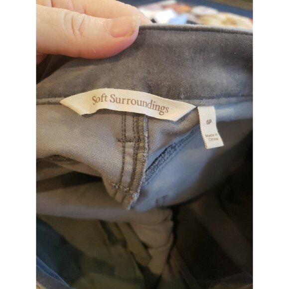 Soft Surroundings Velour Jeans Women M Gray Stretch Cotton Blend Sz 6P 30x35.5 - Picture 8 of 9